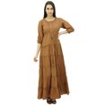 thumbnail image 2 of Bimba Women's 3/4 Sleeve Summer Cotton Maxi Dress Drawstring Waist, 2 of 9