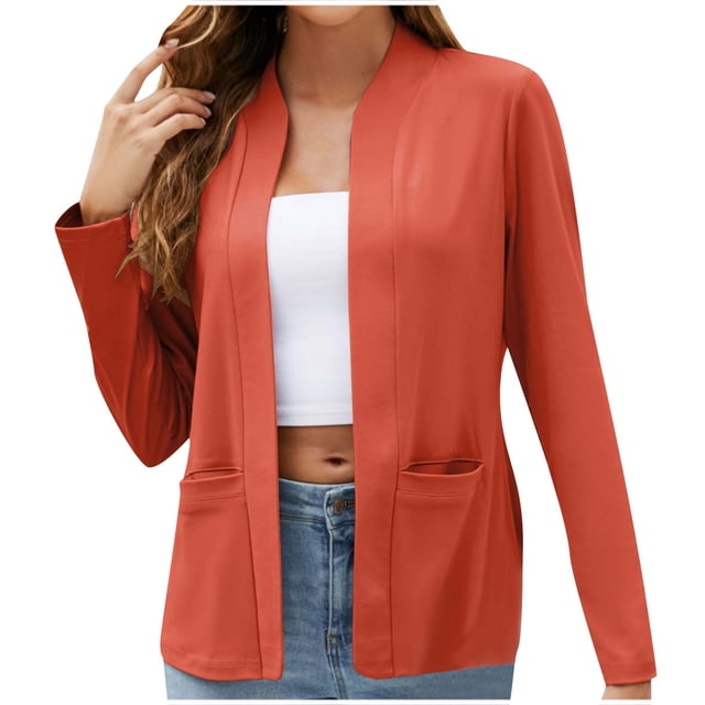 AherBiu Womens Blazers for Work Casual Long Sleeve Fall Open Front Cardigan Lightweight Trendy Jacket