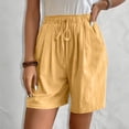thumbnail image 4 of Women's Elastic Waist Knee Length Casual Cotton Shorts with Drawstring, 4 of 9