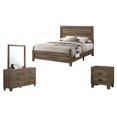 thumbnail image 1 of Dark Walnut Wood 4pc Bedroom Set with Bed + Dresser + Mirror + Nightstand, 1 of 5