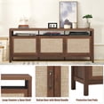 thumbnail image 4 of Giantex Mid-Century TV Stand, Entertainment Center w/3 Rattan Doors & Interior Adjustable Storage Shelves, Walnut, 4 of 6