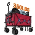 thumbnail image 2 of EDTara 35" Foldable Wagon for Beach Garden, Heavy Duty 280L Extra Large Collapsible Wagon 350lbs for Camping, All Terrain Beach Wagon with Cup Holders for Sand, 2 of 7
