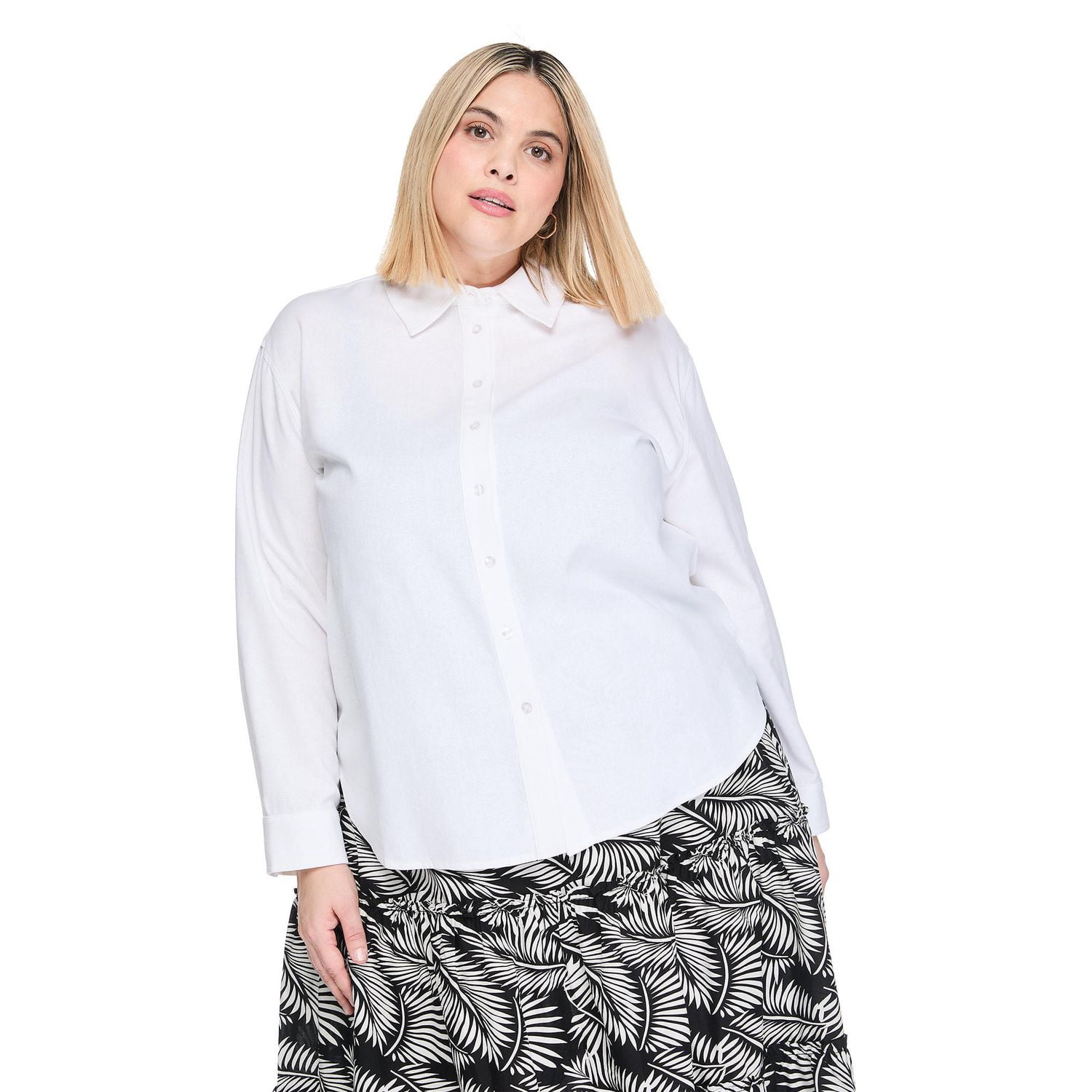 Chemise boutonnée en mélange de lin Lane Bryant Plus pour femmes