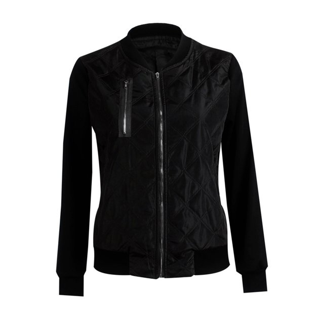 IROINID Veste Courte Décontractée pour Femmes Couleur Unie à Fermeture Éclair Manches Longues Confortable, Noir
