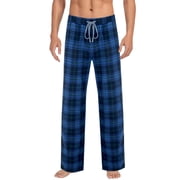 ZACPNCV Mens PJ Pajama Pants Bottoms Fleece Lounge Pants Sleepwear Plaid PJs with Pockets Microfleece Blue