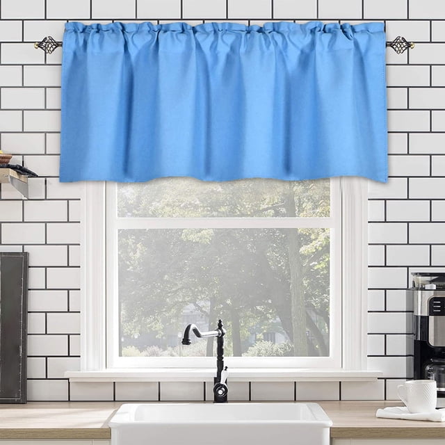 Valance Curtain for Kitchen, Blackout Window Curtains, 57×18inches, Polyester Material, 3 Inch Rod Pocket, Light Blocking, Machine Washable, for Living Dining Room Bedroom