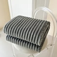 thumbnail image 4 of Plaid en Flanelle Polaire - Couverture Douce à Rayures en Microfibre Côtelée, Couverture Chaude et Confortable en Polyester Pour, Gris, JKODE, 4 of 9