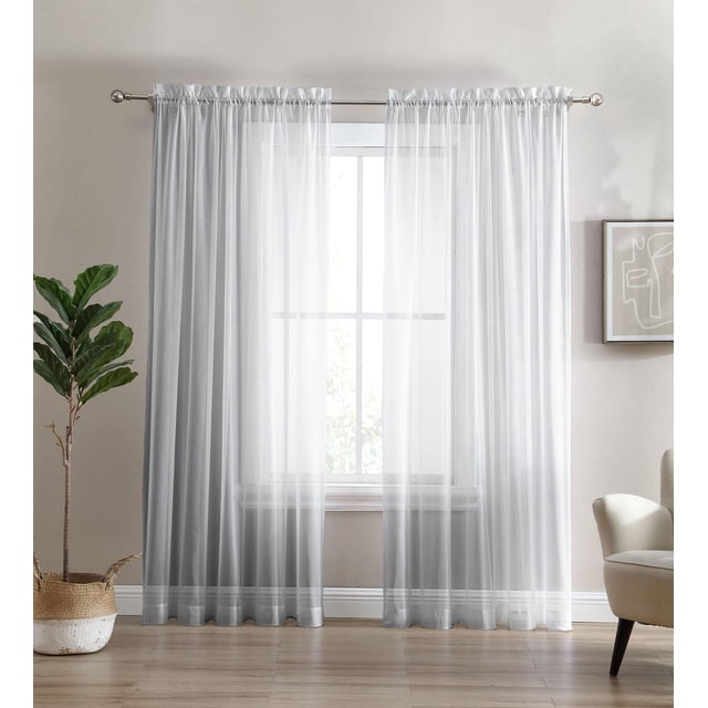 Panneau de fenêtre transparent, rideau - Paquet de 2