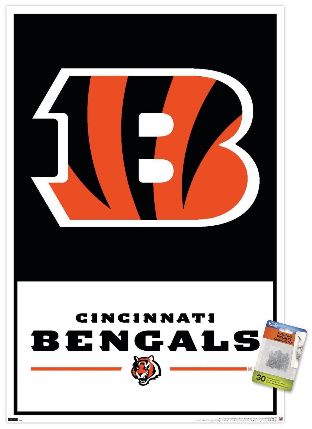 NFL Cincinnati Bengals - Logo 21 Wall Poster with Magnetic Frame, 22.375" x 34"
