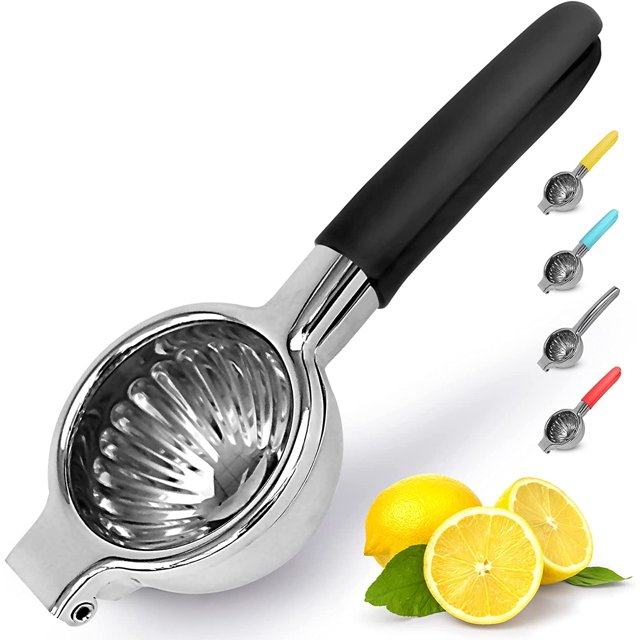 Zulay Kitchen Stainless Steel Lemon Squeezer Manual Citrus Press Juicer and Lime Squeezer - Black