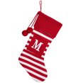 thumbnail image 2 of Fridja Grandes Bas de Noël, Bas de Noël Tricotés à Monogramme Rayé de 19,68 Po avec Pompon pour Cartes de Vœux, Bas Suspendus Rouges pour Foyer de Noël pour Décorations des Fêtes Lettre m, 2 of 5