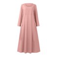 thumbnail image 4 of pstuiky Robes pour Jeunes Adultes, Mode pour Femmes Robe à Manches Longues Colorée en Coton et Lin à Col Rond avec Poches Robes d'Invitée de Mariage Liquidation, 4 of 5