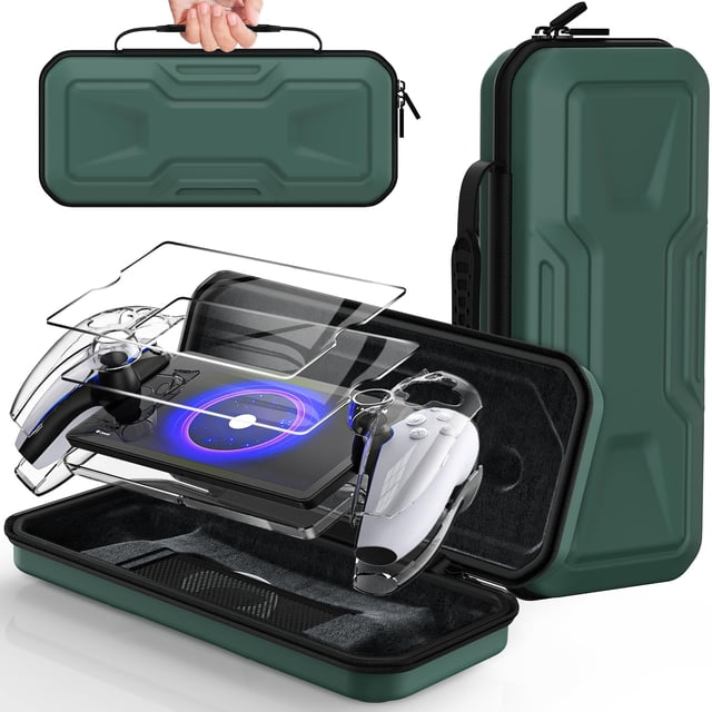 FYOUNG 3 in 1 Accessories Bundle for Playstation Portal, Carrying Case & Hard PC Clear Cover Set with Screen Protector, Protective Shell Portable Tra