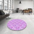 thumbnail image 4 of Ahgly Tapis d'Intérieur Lavable en Machine Carré Transitionnel Fleur Rose, 4 Pieds Carré, 4 of 7