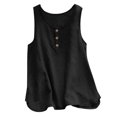 thumbnail image 1 of WEIYLL Tshirt for Women Crew Neck Sleeveless Button Up Black Tops Sizes L, 1 of 4