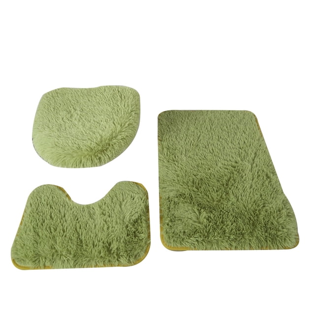 Maplenight 3-Piece Bathroom Rug Set with Toilet Cover, Super Soft Non-Slip Absorbent Bath Mat, Modern Style for Bathroom Light Green