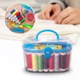 thumbnail image 1 of Uscallm Sewing Kit Portable 10-Piece Mini Tool Set, Double Layer Needle Thread Storage Box with Thimble and Piercer, Home Travel Craft Sewing Supplies, 1 of 9