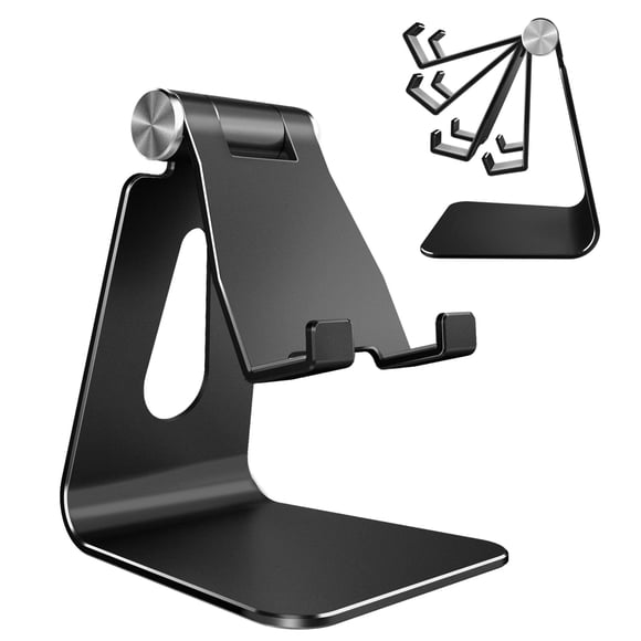 CreaDream Adjustable Cell Phone Holder, Aluminum Desktop Stand for Switch, Perfect for Office/Home-Black