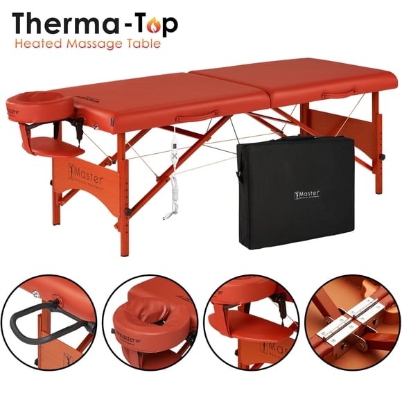Master Massage Fairlane Therma-Top 28-Inch Portable Heated Massage Table Package, Cinnamon Color, Adjustable Heating System- Tattoo Bed- Lash Table