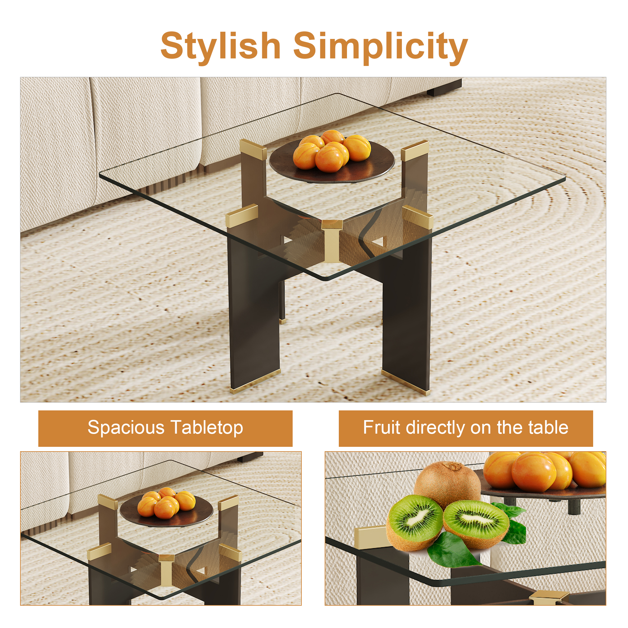 Noble House 24" Square Tempered Glass Tabletop Only,Heat-Resistant Clear for Kitchen Restaurant,Clear