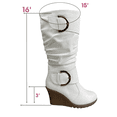 thumbnail image 2 of Bottes Mode pour Femmes à Fermeture Éclair Hauteur Genou, Talon Compensé Décontracté, Chaussures d'Hiver ( Blanc, 6), 2 of 5
