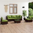 thumbnail image 1 of vidaXL Ensemble de Salon de Jardin 6 Pcs avec Coussins en Rotin Poly Brun, 1 of 5