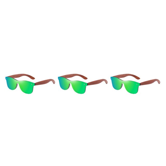 Youkk Protection de Monture Légère en Bois Naturel Mode Options de Lentilles Colorées à la Mode Vert 3 Ensembles