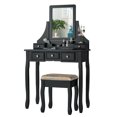 thumbnail image 1 of Gymax Vanity Set W/5 Drawers &Removable Box Makeup Dressing Table and Stool Set Black, 1 of 10