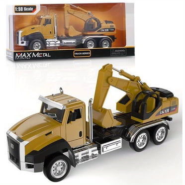 Excavatrice Camion de Pompiers Voiture d'Ingénierie en Alliage Jouet Modèle de Voiture en Alliage à Rétrofriction Ensemble Cadeau pour Enfants