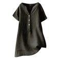 thumbnail image 2 of CHUANK Womens Summer Blouse V-Neck Short Sleeve Loose Button Tunic Shirts Deals on Ladies, 2 of 7