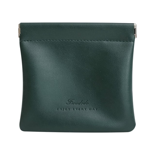 Pocket Cosmetic Bag Cosmetic Bag Bag Automatic Closing Storage Small Bag Coin Purse Lipstick Data Cable Storage Bag. A compact, square-shaped bag made of waterproof PU leather in a dark green color. Features fine stitching and an automatic closing mechanism. Ideal for organizing small items like coins, lipsticks, or data cables. Measures 4.33x4.33 inches.