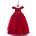 thumbnail image 2 of WEAIXIMIUNG Robes Florales pour Ados 10-12 Robe pour Enfants Robe Ligne Épaule Fille Robe de Performance Longue Robe à Pommeau Robe de Fête, 2 of 4