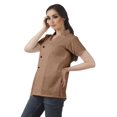 thumbnail image 3 of Moomaya Chemise Tunique Style Enveloppant pour Femmes en Coton Décontracté Col Classique Boutonné, 3 of 6