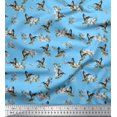 thumbnail image 1 of Soimoi Poly Georgette Fabric Leaves,White Floral & Hummingbird Print Fabric by The Yards 52 Inch Wide, 1 of 3