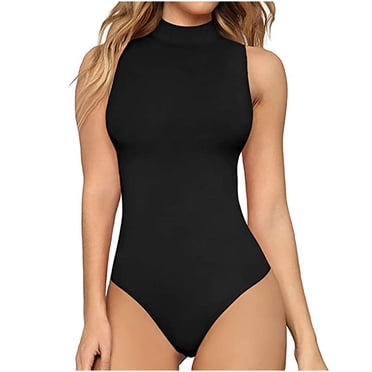 Pisexur Combinaison une Pièce pour Femme Col Rond Extensible Débardeur Coupe Ajustée Combinaison Moulante Manches Longues Manches Courtes Basique Élastique Justaucorps Combinaison