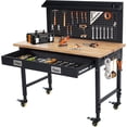 thumbnail image 1 of EDTara 48" X 24" Workbench for Garage,Adjustable Work Bench for Garage,Office,Home,Workshop,Woodworking,Rolling Heavy-Duty Worktable with Power Outlet and Lockable Wheels,Rubber Wood Top Shop Table, 1 of 6