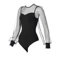 thumbnail image 4 of Justaucorps à Manches Longues pour Femme à Col Rond en Maille Ajourée, Blouse Moulante Unie à Taille Haute, 4 of 7