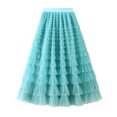 thumbnail image 2 of Birdeem Womens Solid Color Ruffled Mesh Skirt High Waist Prom Poached Skirt Half-Length Skirt, 2 of 7