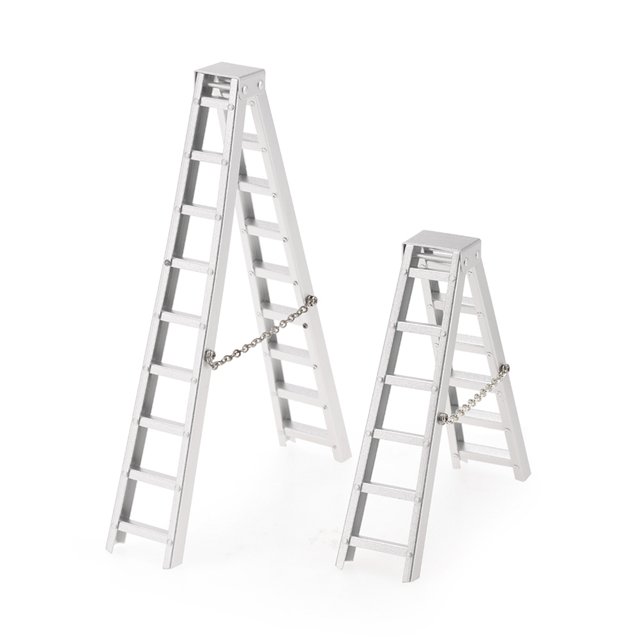 WRITWAA Herringbone Ladder for RC Cars Plastic Simulation Ornament Durable ABS Silver 100mm for 1/10 Crawler