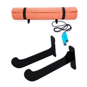 Yoga Mat Wall Hanger, Simple To Install Yoga Mat Holder 1Pair Save Space Durable  for Bedroom for Gym Transparent,Black