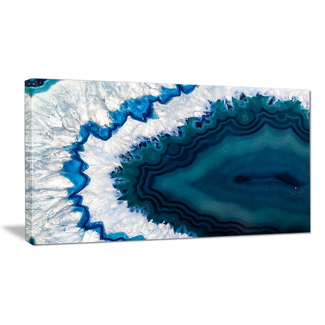 Design Art Bleu Brésilien Géode Toile Abstraite Art Mural Impression Mettant en Vedette une Toile en Coton Enveloppée pour Galerie avec des Motifs de Géode Bleu et Blanc Vifs, Imprimée avec une Encre giclée Haute Résolution, Prête à Accrocher avec la Quincaillerie Incluse, Convient pour Rehausser la Déco de la Maison Ou du Bureau.