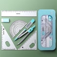 thumbnail image 4 of TopLLC Trousse de Géométrie de Rentrée Scolaire, Ensemble de Fournitures pour Élèves de 7 Pcs avec Boîte de Rangement Incassable Incluant Règle, Rapporteur, Gomme, Laisse, Crayons pour le Dessin, 4 of 9