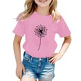 thumbnail image 2 of PMVFHDE Hauts de Sortie pour Fille Enfants Garçons Filles Décontracté Imprimé Pissenlit Col Rond Manches Courtes T-Shirt Graphique Haut,1-Rose,11-12 Ans, 2 of 4
