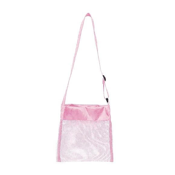 Pink Small Mesh Beach Toy Bag For Kid - Compact Sand Collection Net With Zipper - Durable Shell Collecting Pouch For Outdoor Play - Portable 8.26 X 8.26 In Beach Essentials Toy Storage Org