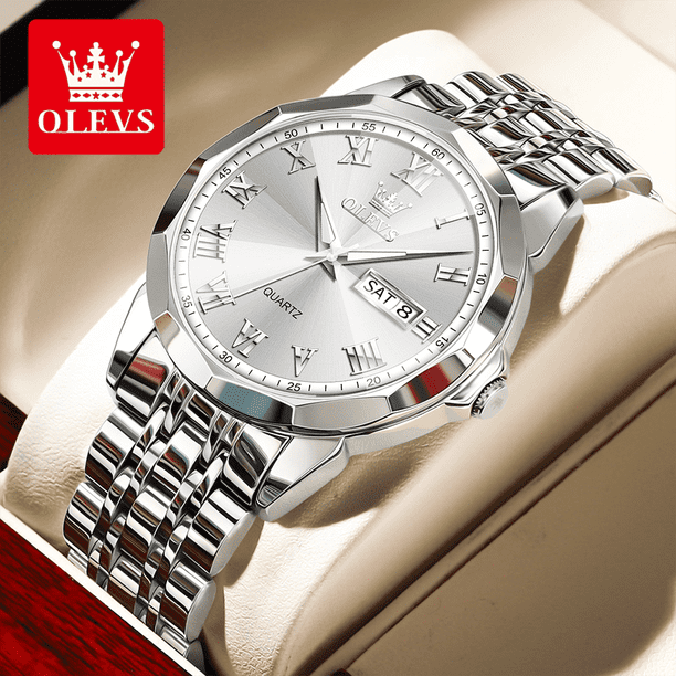 OLEVS Blue Face Watches for Men Big Dial Watch Men Day Date  display picture 3