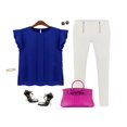 thumbnail image 2 of MesaSe Blouse Sans Manches Décontractée à Manches Courtes pour Femmes Été pour Bureau Taille P-TG, 2 of 5