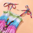 thumbnail image 3 of Robe d'Été Filles Robe de Fleurs Enfants Fille Belle Robe Bohème Plage Robes de Coton Sans Manches Arc-en-Ciel Robe de Soleil avec Collier 2-10 Ans, 3 of 9