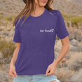 thumbnail image 2 of LUOGENLI T-shirts pour Femme pour Femmes Dames Mode Décontractée Couleur Unie Col Rond T-Shirt à Lettres Imprimées Manches Courtes Haut T-shirts pour Femmes T-shirts Graphiques T-shirts Pêche Saint-Valentin Violet Foncé TTG, 2 of 5