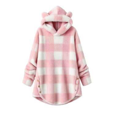 Plebaso Women's Fuzzy Hoodies Plaid Comfy Sherpa Pullover Long Sleeve Soft Lounge Hooded Sweatshirts