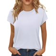 thumbnail image 1 of Charmgo Hauts pour Femmes Hauts d'Été pour Femmes Chemises à Manches Courtes Col Rond Tunique Mignonne et Tendance Blouses Hauts de Sortie Hauts Grande Taille pour Femmes Blanc G, 1 of 4